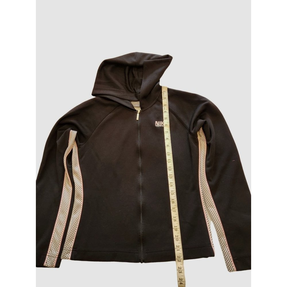 Nike Black Hoodie Zip Up Jacket Pink Stripe - Picture 5 of 11